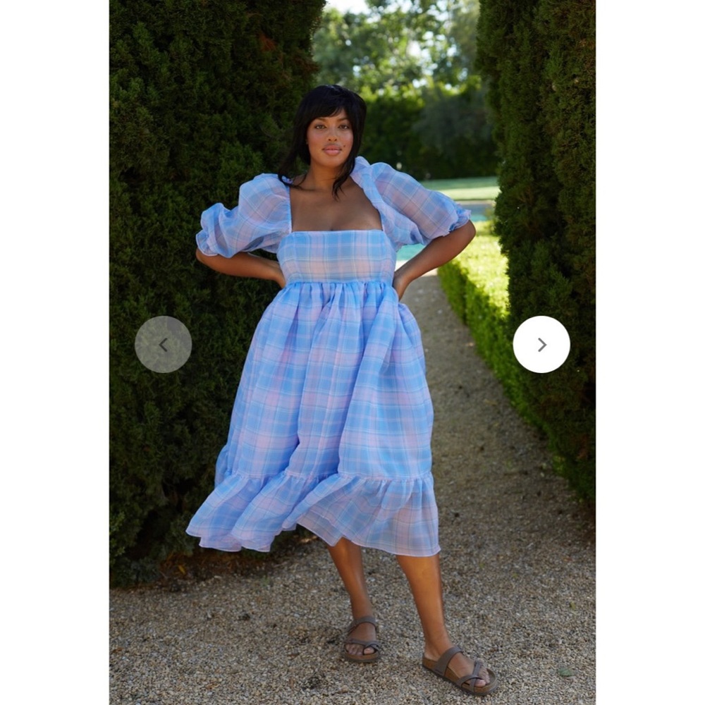 NWT Selkie Cindy Plaid French Puff dress size Large